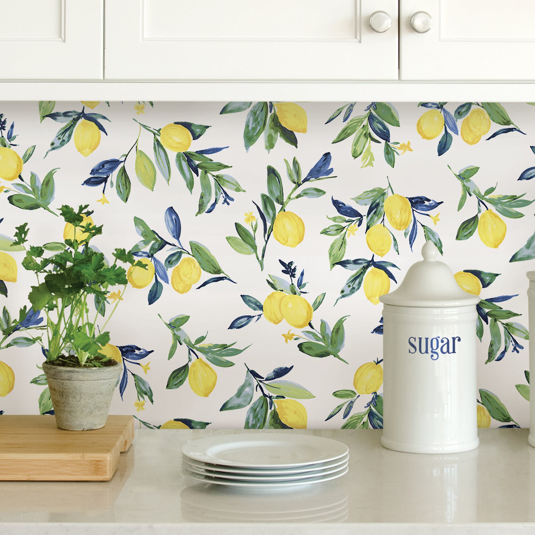 Lemon Drop P&S Wallpaper in a room setting