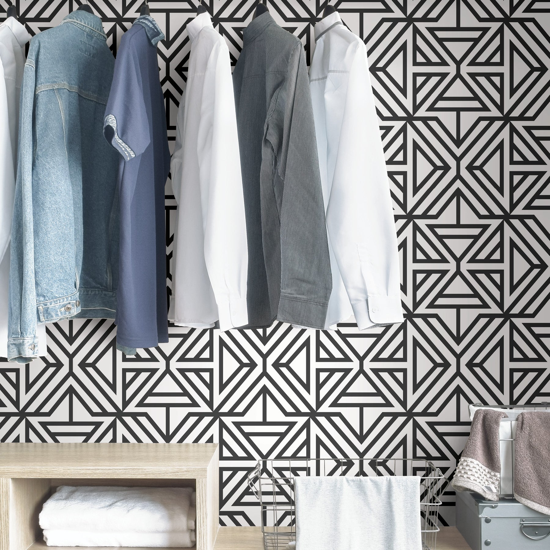 Linear P&S Wallpaper in a room setting