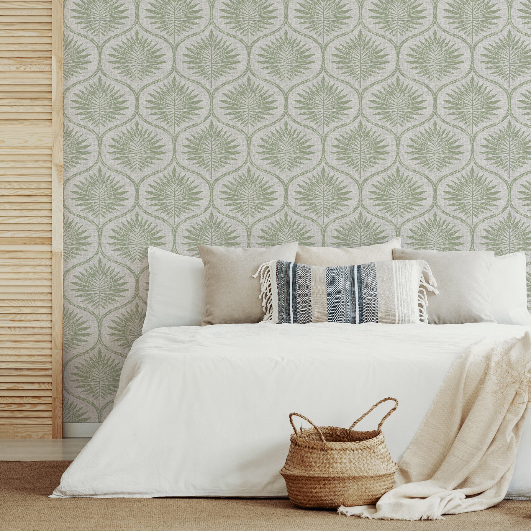 Primitive Leaves P&S Wallpaper in a room setting
