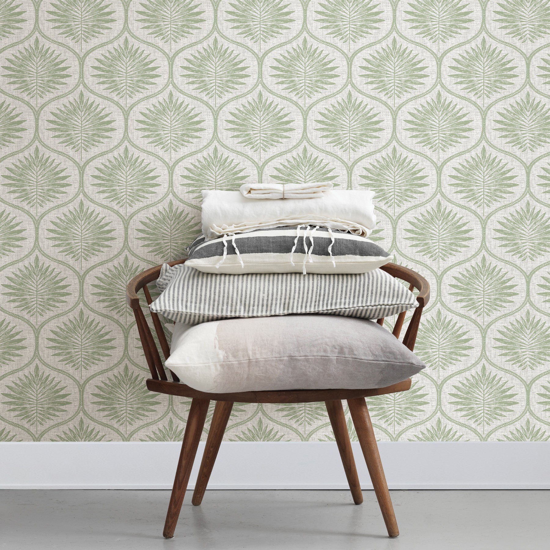 Primitive Leaves P&S Wallpaper in a room setting