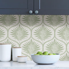 Primitive Leaves P&S Wallpaper in a room setting