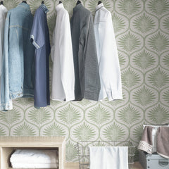 Primitive Leaves P&S Wallpaper in a room setting