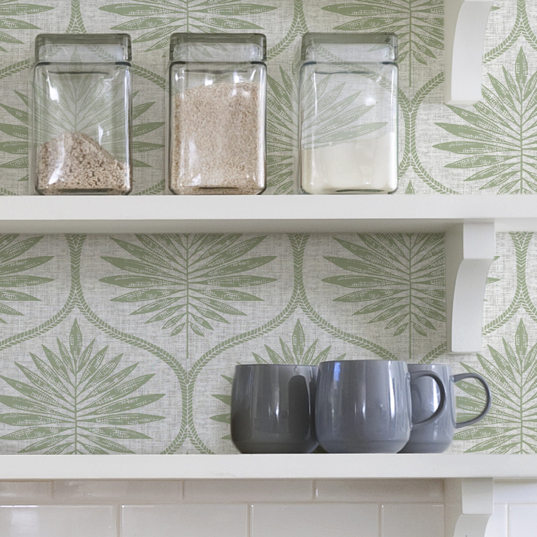 Primitive Leaves P&S Wallpaper in a room setting