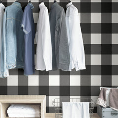 Farmhouse Plaid Peel and Stick Wallpaper in a room setting