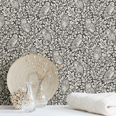 Sleepy Owls P&S Wallpaper in a room setting