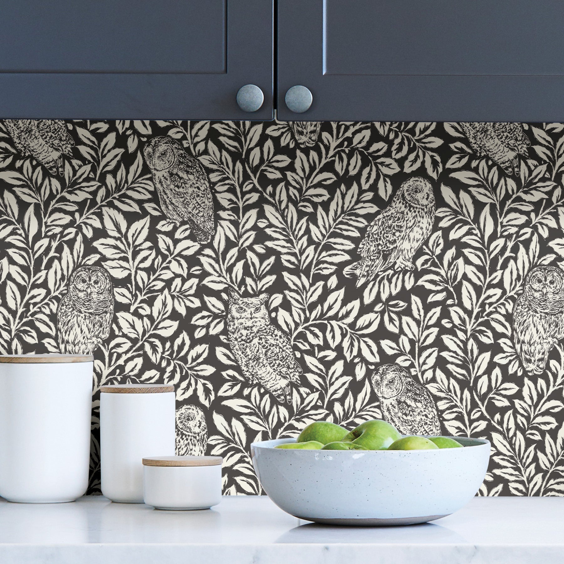 Sleepy Owls P&S Wallpaper in a room setting
