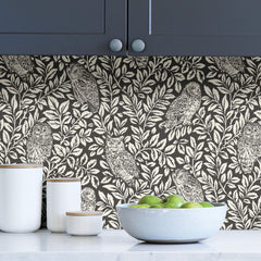 Sleepy Owls P&S Wallpaper in a room setting