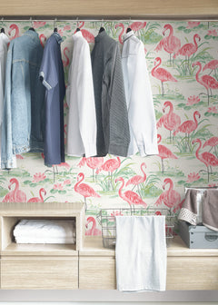 Flamingo Beach P&S Wallpaper in a room setting