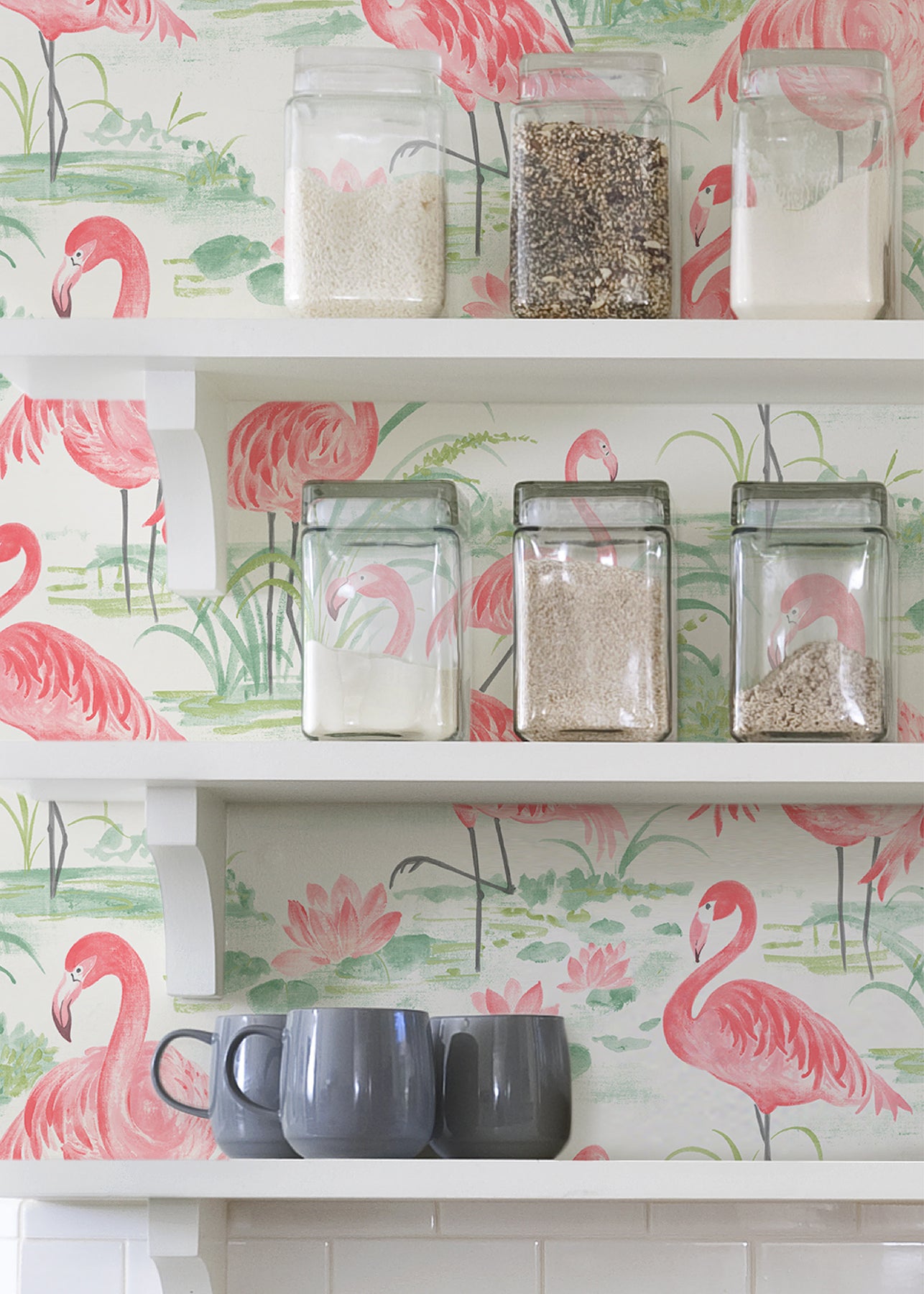 Flamingo Beach P&S Wallpaper in a room setting