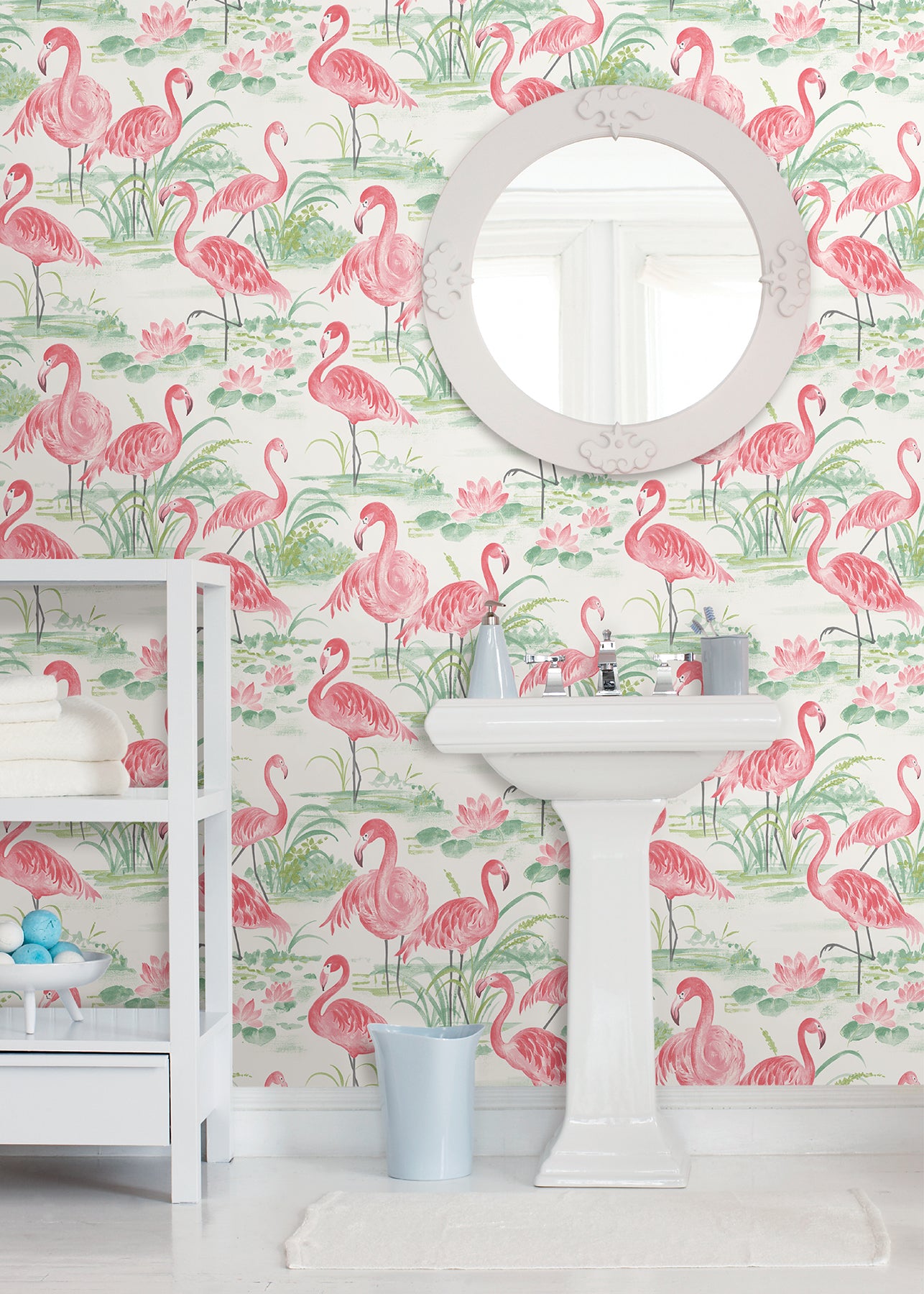 Flamingo Beach P&S Wallpaper in a room setting