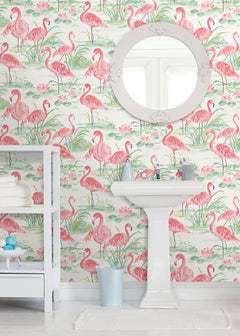 Flamingo Beach P&S Wallpaper in a room setting