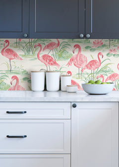 Flamingo Beach P&S Wallpaper in a room setting