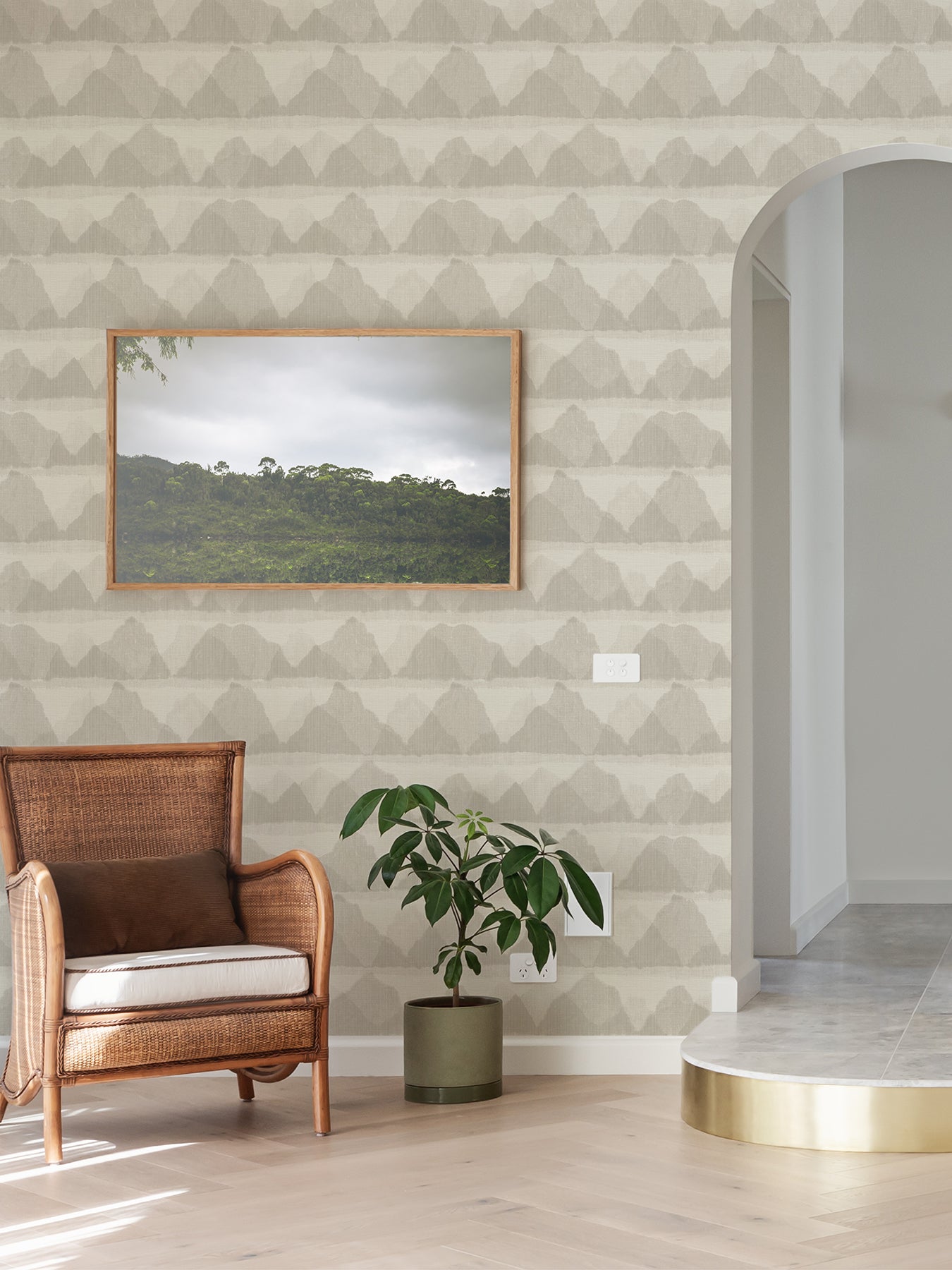Mountain Peak Peel and Stick Wallpaper in a room setting