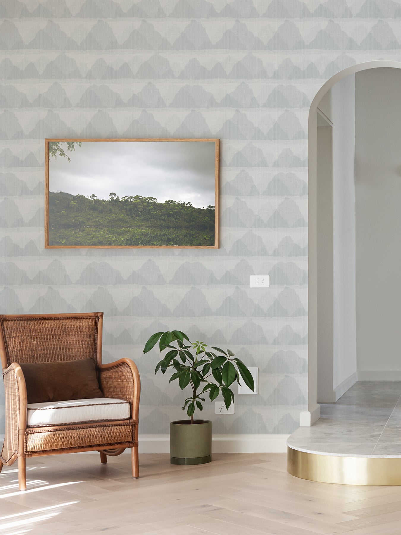 Mountain Peak Peel and Stick Wallpaper in a room setting