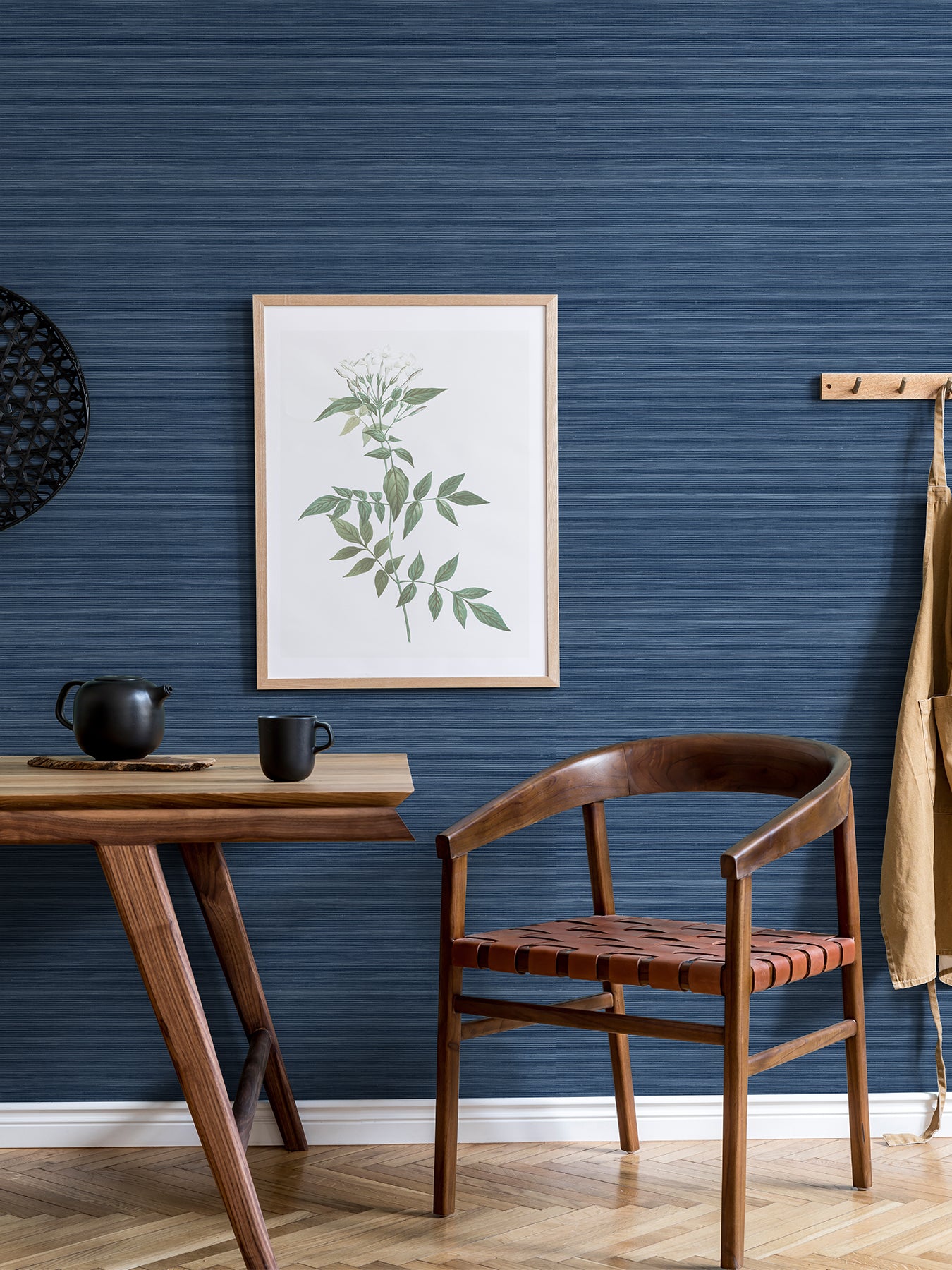 Crossweave String Peel and Stick Wallpaper in a room setting