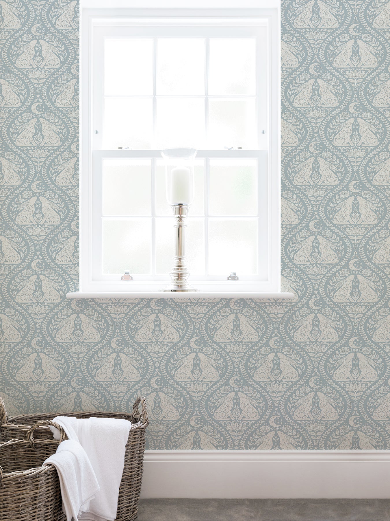 Moon Rabbit Peel and Stick Wallpaper in a room setting