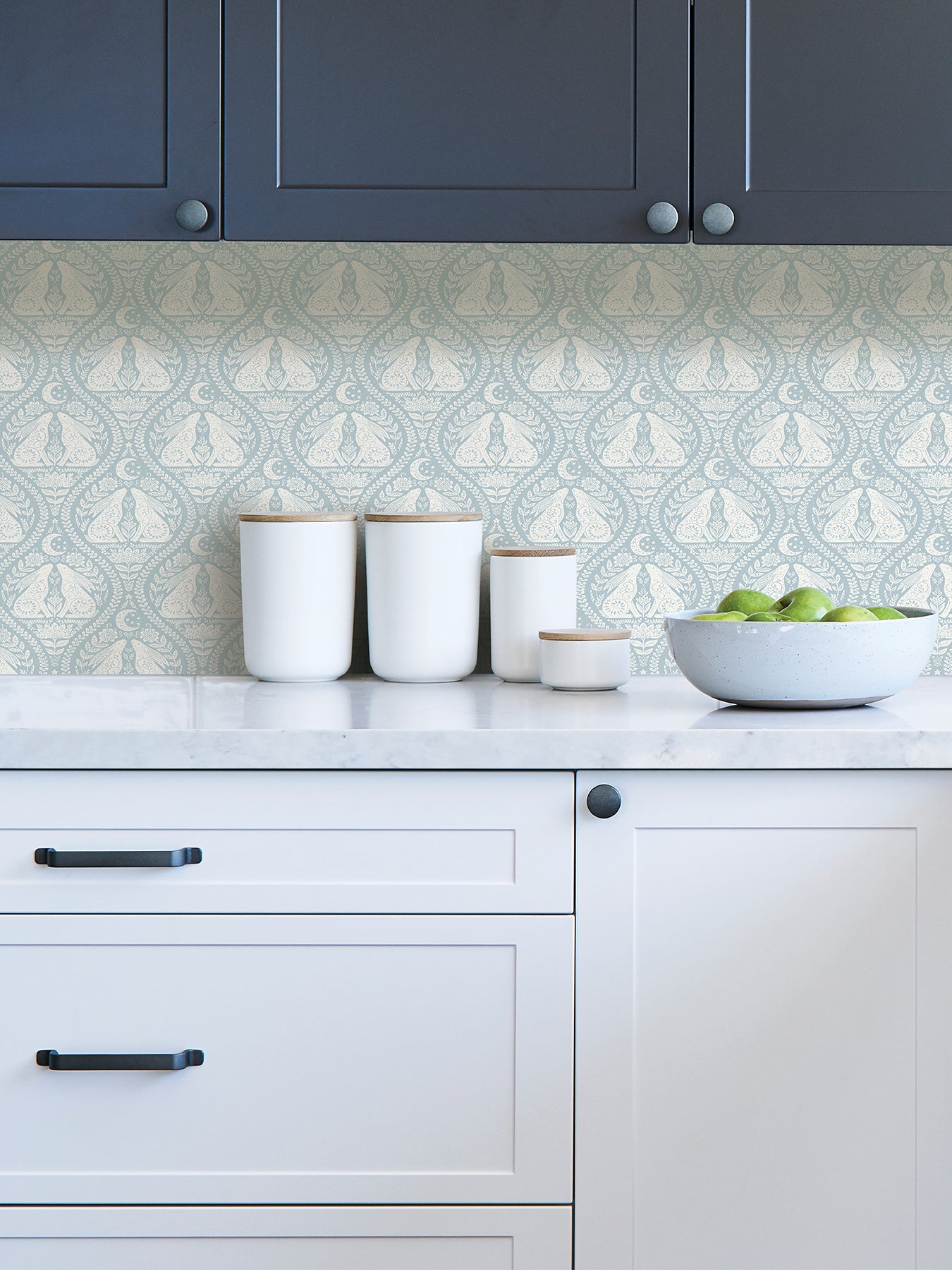 Moon Rabbit Peel and Stick Wallpaper in a room setting