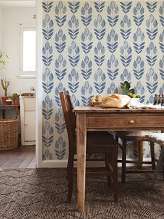 Folk Tulip P&S Wallpaper in a room setting