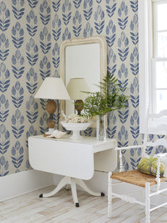 Folk Tulip P&S Wallpaper in a room setting