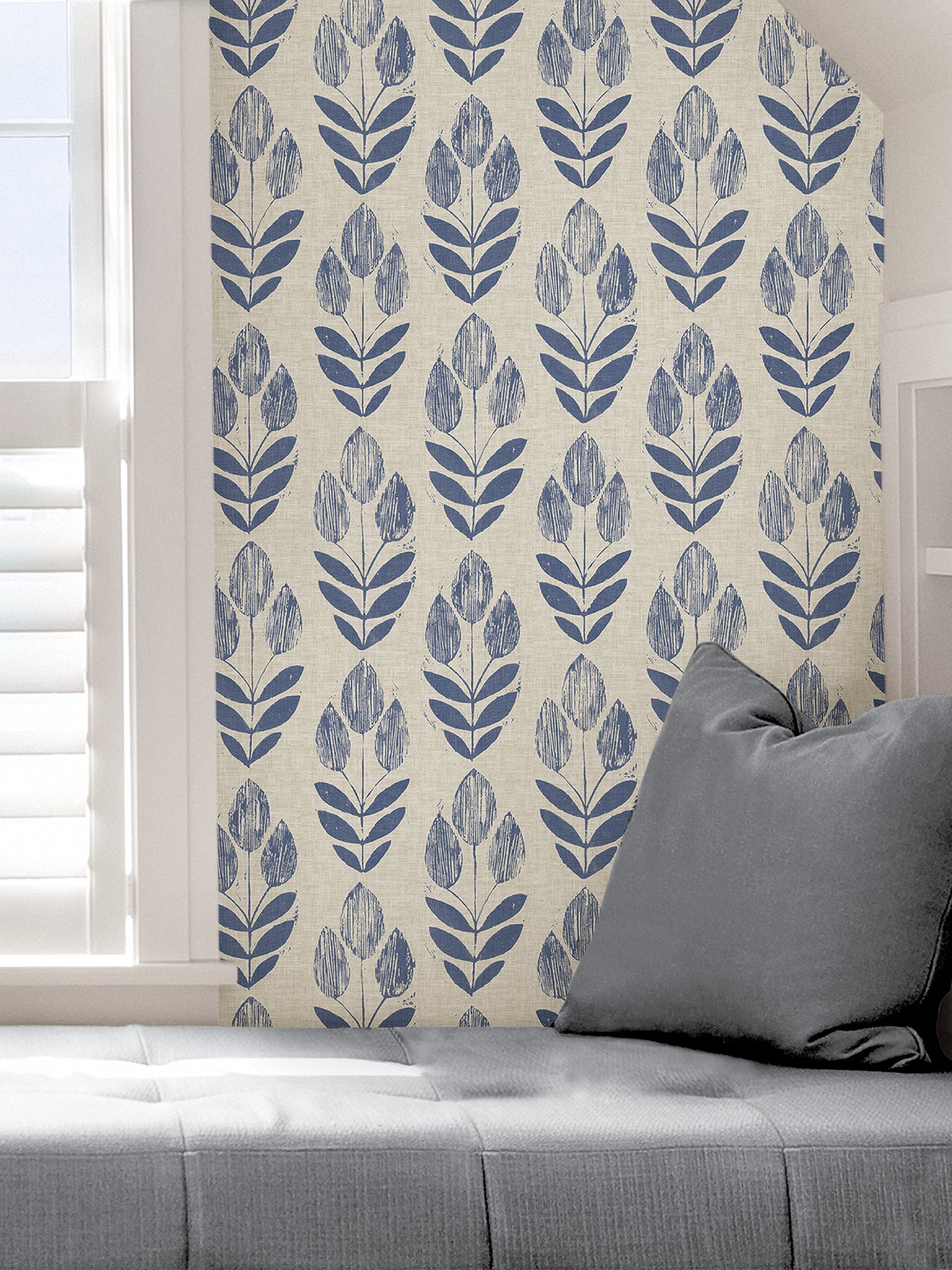 Folk Tulip P&S Wallpaper in a room setting