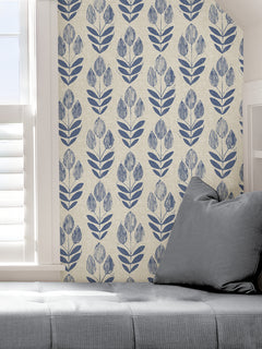 Folk Tulip P&S Wallpaper in a room setting
