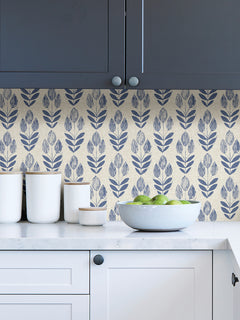 Folk Tulip P&S Wallpaper in a room setting