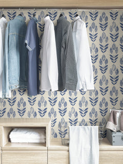 Folk Tulip P&S Wallpaper in a room setting