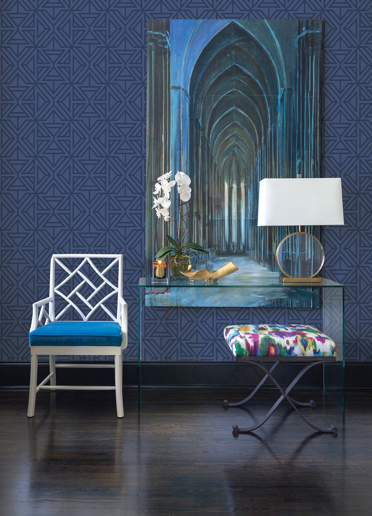 Linear Peel and Stick Wallpaper in a room setting