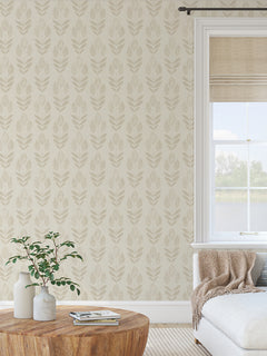 Folk Tulip P&S Wallpaper in a room setting