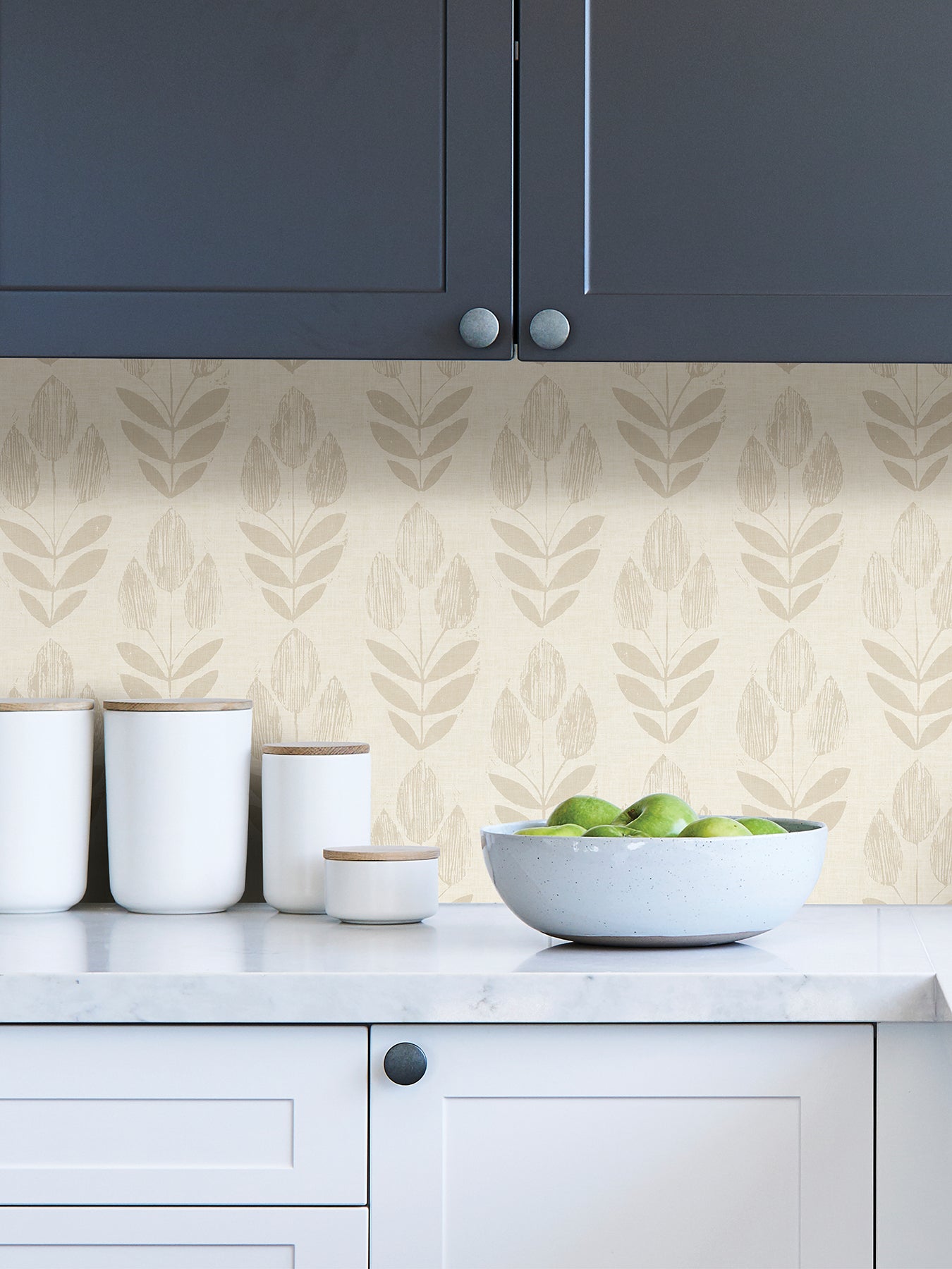 Folk Tulip P&S Wallpaper in a room setting