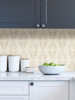 Folk Tulip P&S Wallpaper in a room setting