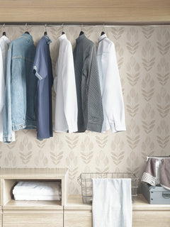 Folk Tulip P&S Wallpaper in a room setting