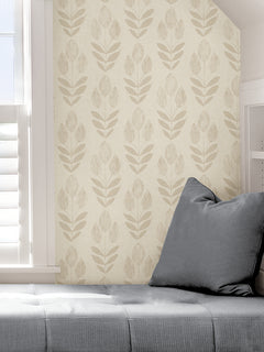 Folk Tulip P&S Wallpaper in a room setting