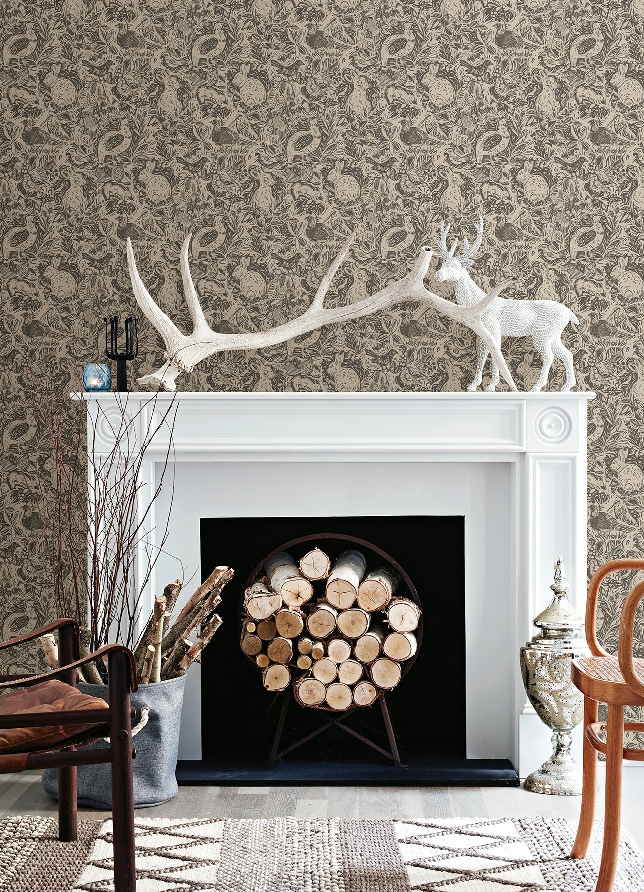 Terrene Peel and Stick Wallpaper in a room setting