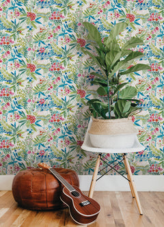 Naupaka P&S Wallpaper in a room setting