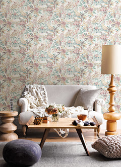 Naupaka P&S Wallpaper in a room setting