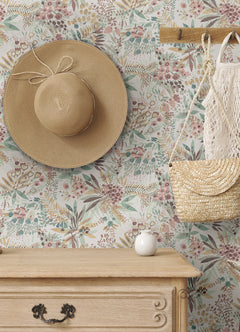 Naupaka P&S Wallpaper in a room setting