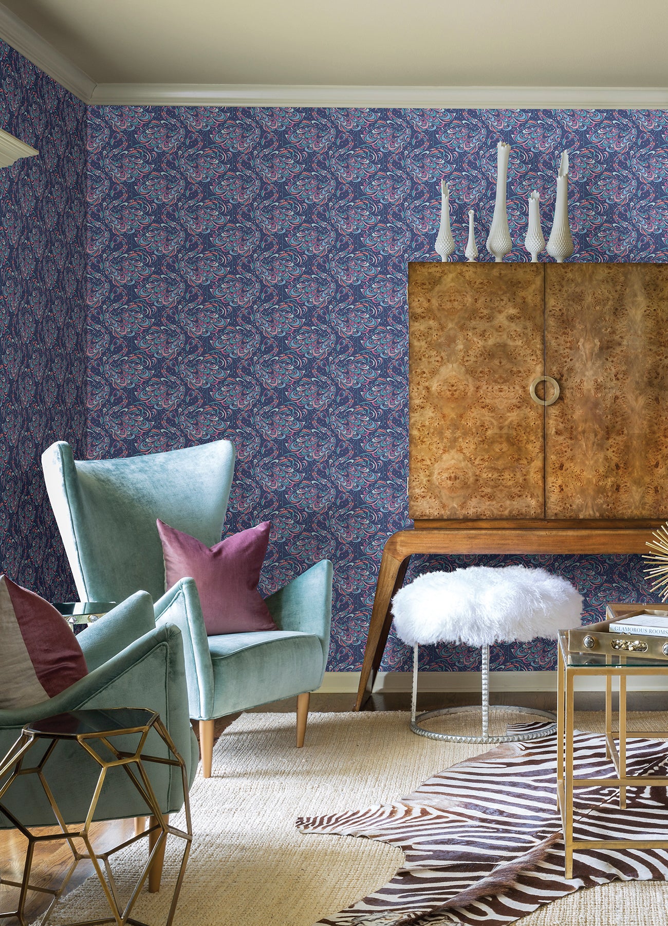 Flamingo Peel and Stick Wallpaper in a room setting