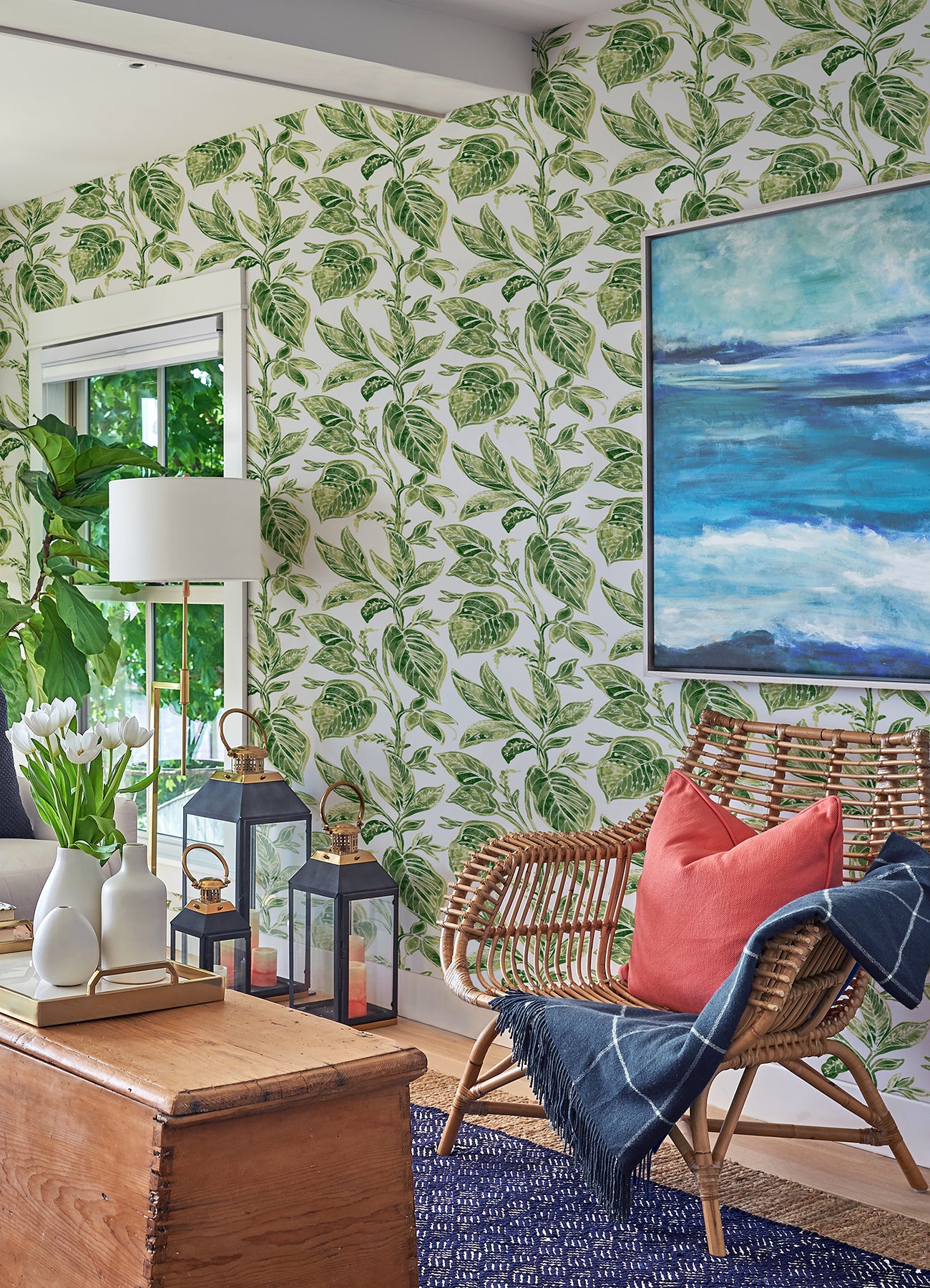 Caryota Peel and Stick Wallpaper in a room setting