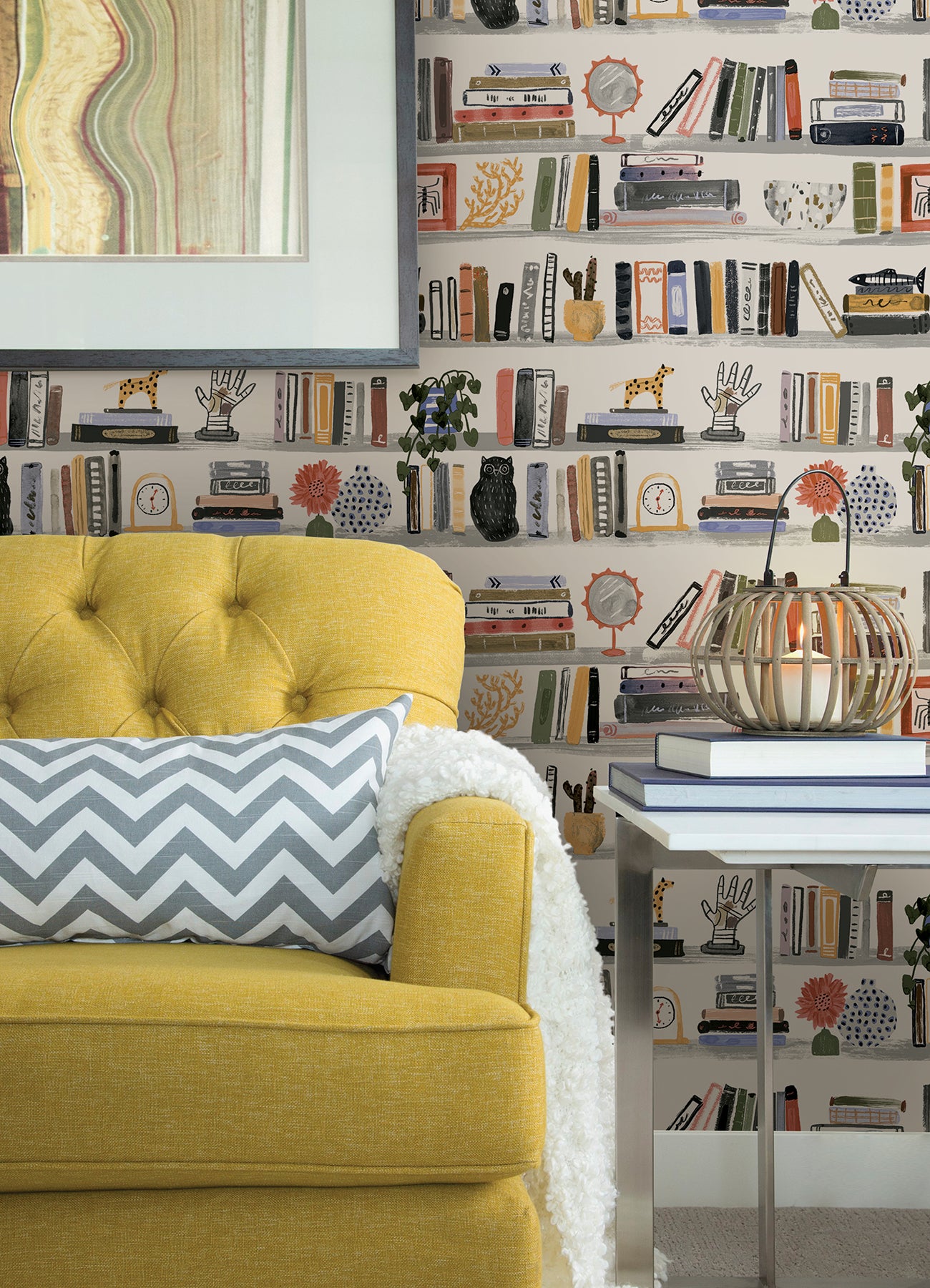 Painterly P&S Wallpaper in a room setting