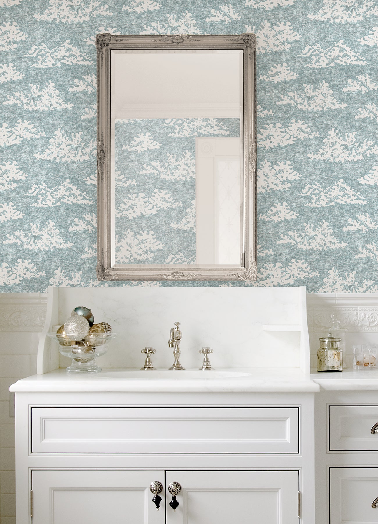 Block Print Peel and Stick Wallpaper in a room setting