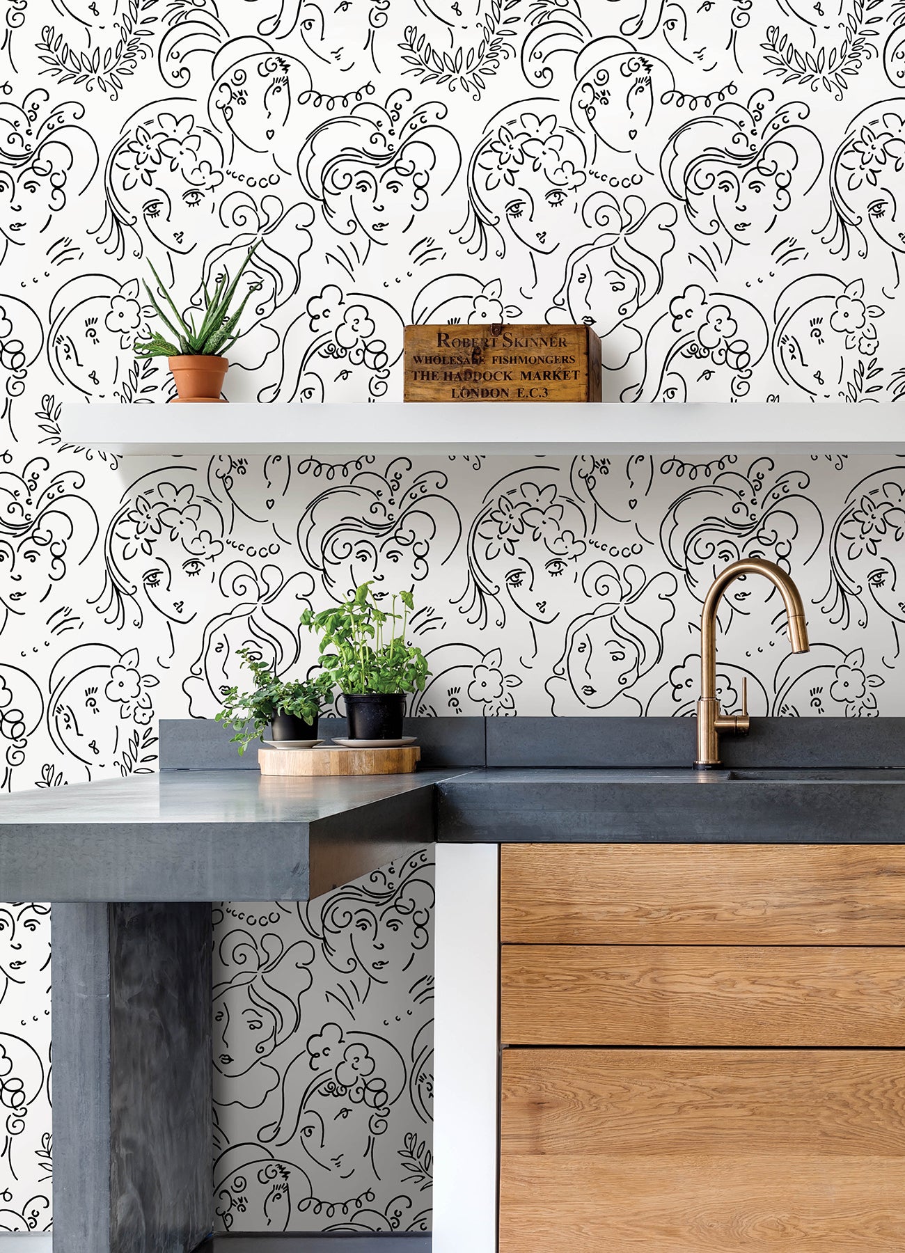 Lovely Ladies Who Lunch Peel and Stick Wallpaper in a room setting