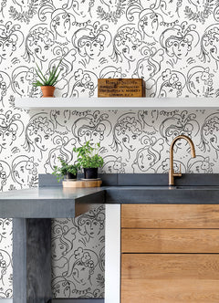Lovely Ladies Who Lunch Peel and Stick Wallpaper in a room setting