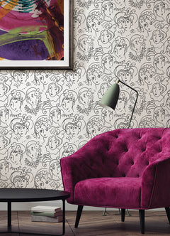 Lovely Ladies Who Lunch Peel and Stick Wallpaper in a room setting