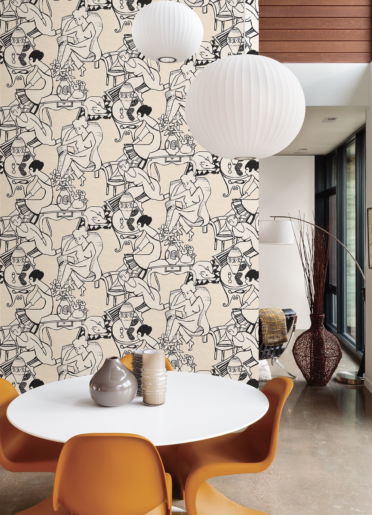 Illustrative Leisure Ladies Peel and Stick Wallpaper in a room setting