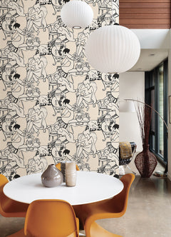 Illustrative Leisure Ladies Peel and Stick Wallpaper in a room setting