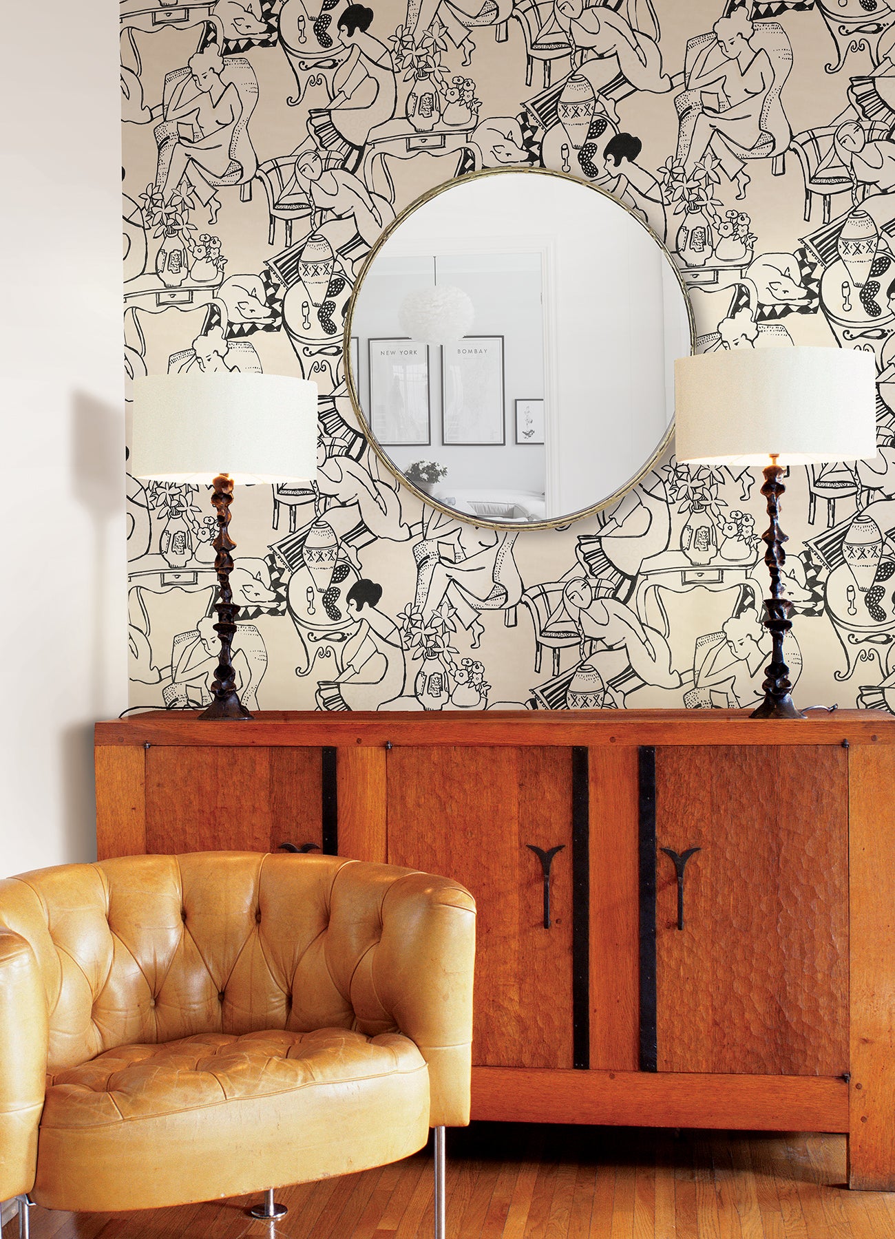 Illustrative Leisure Ladies Peel and Stick Wallpaper in a room setting