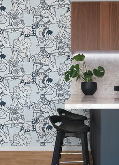 Illustrative Leisure Ladies Peel and Stick Wallpaper in a room setting