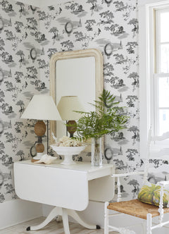 Whimsy Fairytale Toille Peel and Stick Wallpaper in a room setting