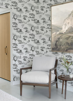 Whimsy Fairytale Toille Peel and Stick Wallpaper in a room setting